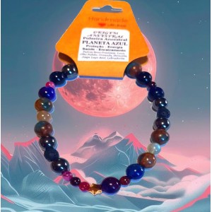 PULSEIRA ANCESTRAL - PLANETA AZUL (C/ PEDRAS SEMI-PRECIOSAS)
